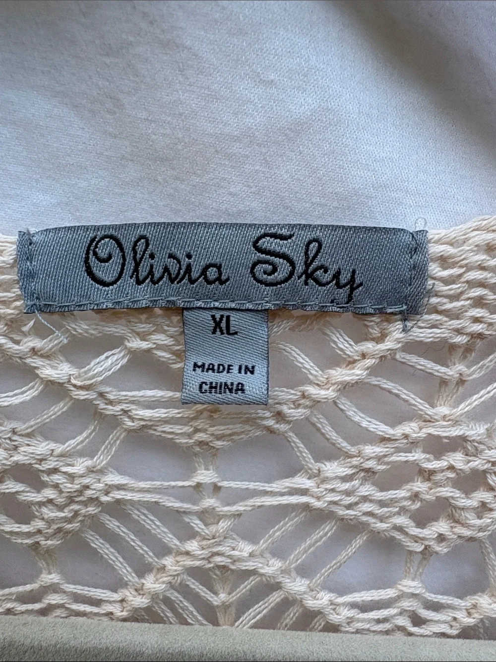 Olivia Sky Cream Open-Knit Fringe Duster Cardigan